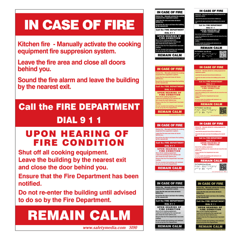 In Case of Fire Kitchen Alarm Signs