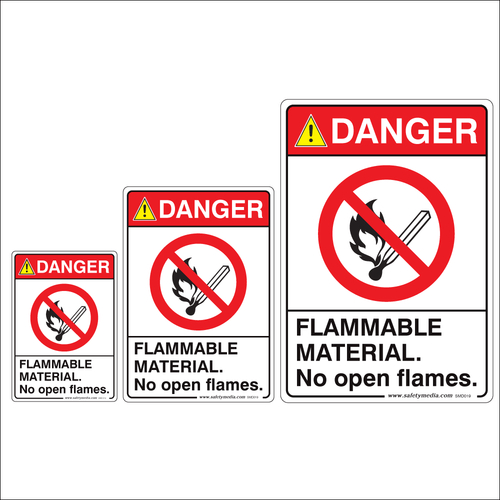 Flammable Materials, No Open Flames, Danger Signs