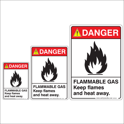 Flammable Gas, Keep Flames And Heat Away Danger Signs