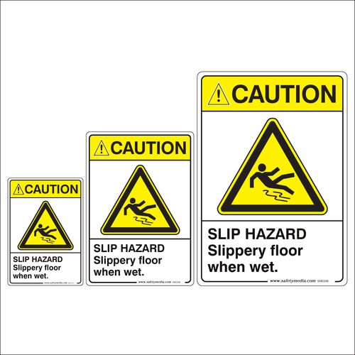 Slip Hazard, Slippery Floor When Wet Caution Signs
