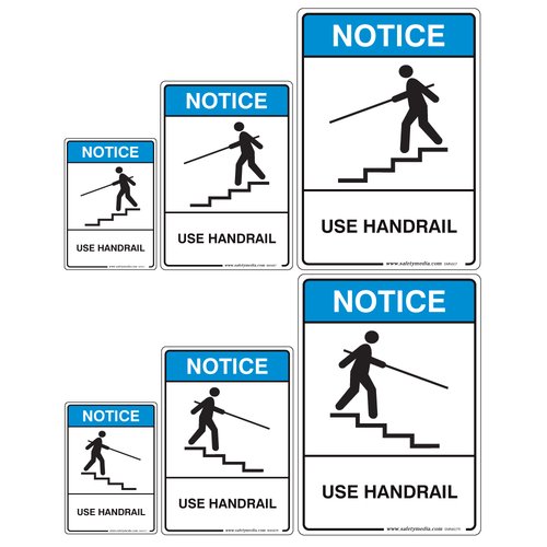 Use Handrail on Stairs Notice Signs