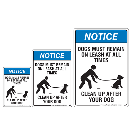 Dogs Must Remain on Leash Notice Signs
