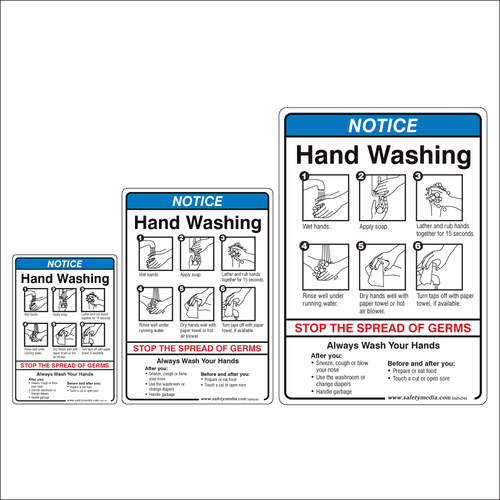 Hand Washing Instructions Notice Signs