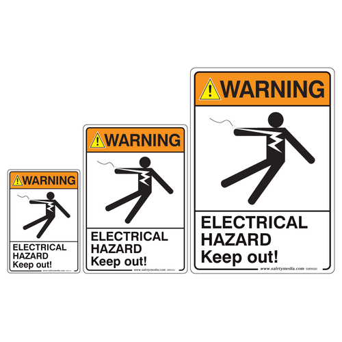 Electrical Hazard Keep Out with Body Image Warning Signs