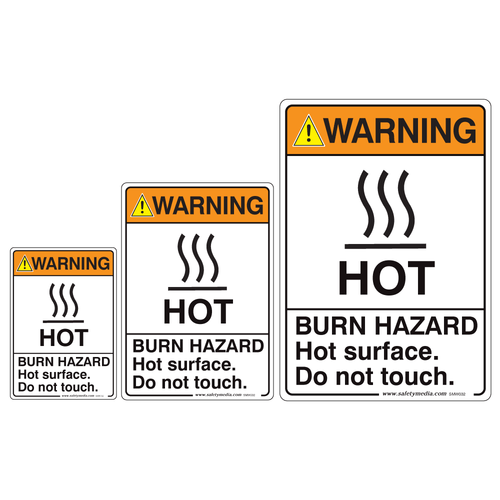 Burn Hazard, Hot Surface Do Not Touch Warning Signs