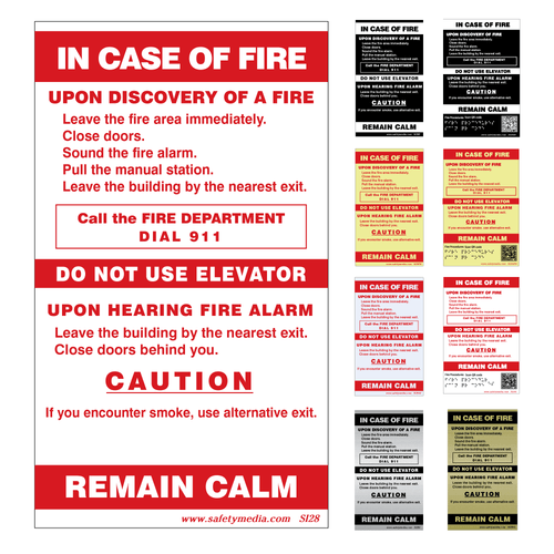 In Case of Fire Single Stage Elevator Alternative Exit Signs