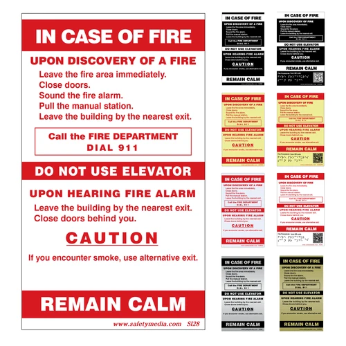 In Case of Fire Single Stage Elevator Alternativeernative Exit Signs