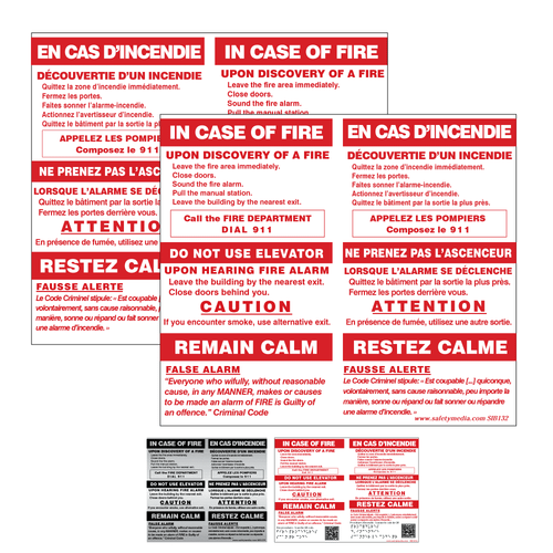 Bilingual In Case of Fire Single Stage Elevator false Alarm Sign