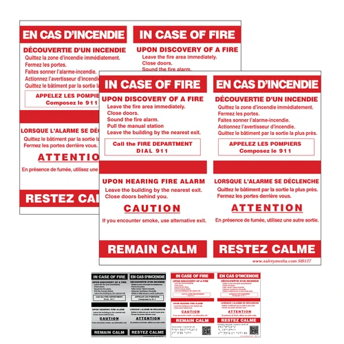 Bilingual In Case of Fire Single Stage No Elevator Alternativeernative Exit Signs