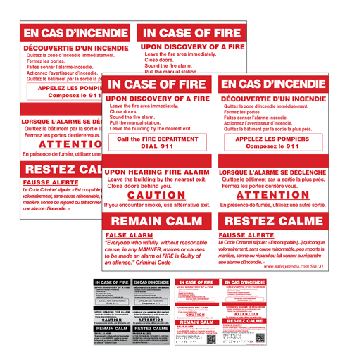 Bilingual In Case of Fire Single Stage No Elevator false Alarm Sign
