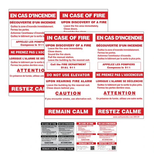 Bilingual In Case of Fire Single Stage Elevator Alternativeernative Exit Signs