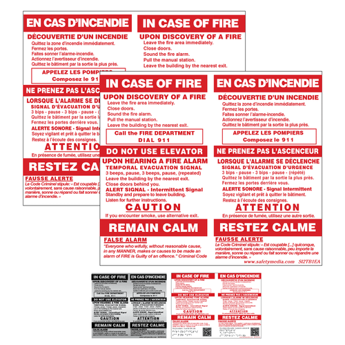 Bilingual In Case of Fire Sign