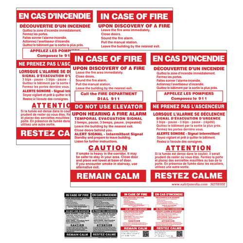 Bilingual In Case of Fire Sign