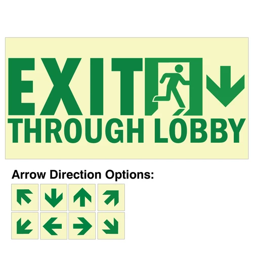 Photoluminescent Pathmarking Exit Through Lobby Sign