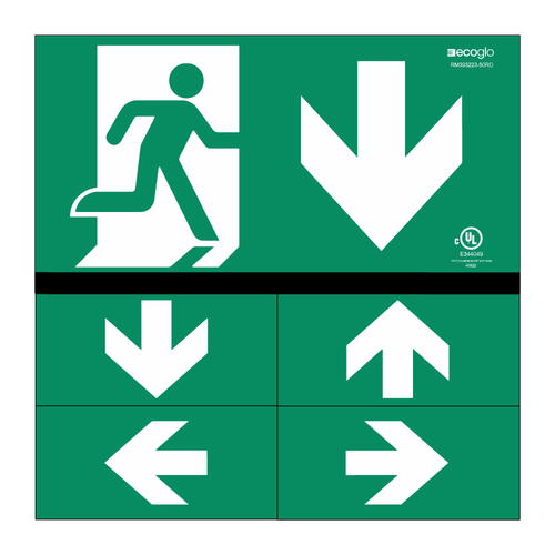 Architectural Photolum Single-Sided Running Man Exit Signs