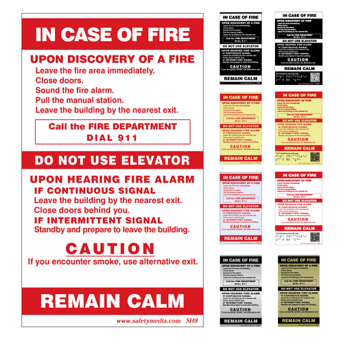 In Case of Fire Two Stage Elevator Alternative Exit Signs