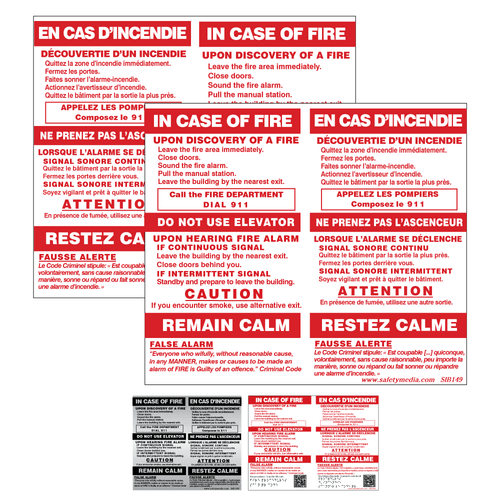 Bilingual In Case of Fire Two Stage Elevator false Alarm Sign