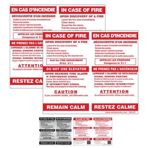 Bilingual In Case of Fire Sign