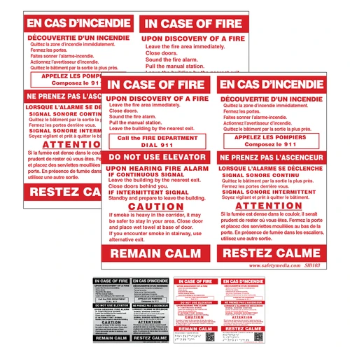 Bilingual In Case of Fire Sign