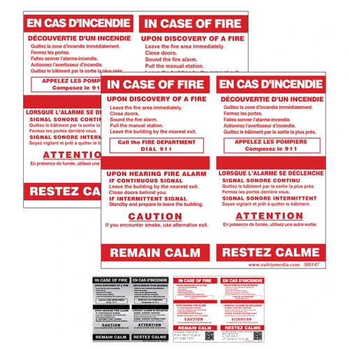 Bilingual In Case of Fire Sign Two Stage Elevator Alternative Exit