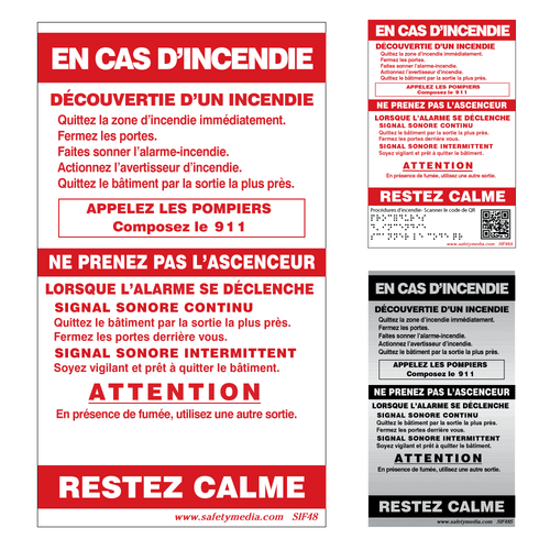 French In Case of Fire Two Stage Elevator Alternative Exit Signs