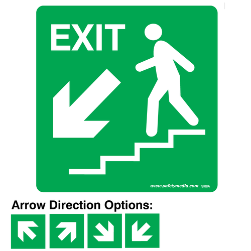 Stair Egress Exit - Green Plastic Signs/Stickers