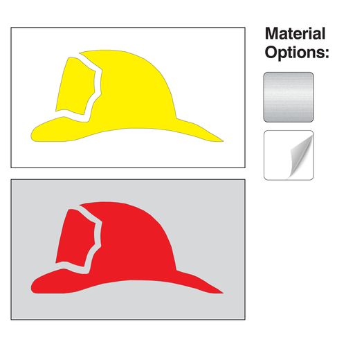 Fire Fighter Helmet Elevator Signs - Plastic and Sticker