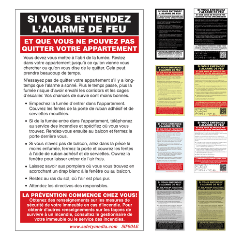 French In Case of Fire Defend In Place Hotel Alarm Signs