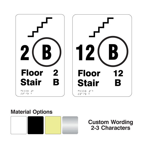 Tactile/Braile Floor Numbering and Stair Identification Signs with a Circle
