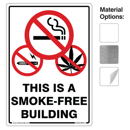 Smoke-Free Building Triple Symbol signs in vinyl