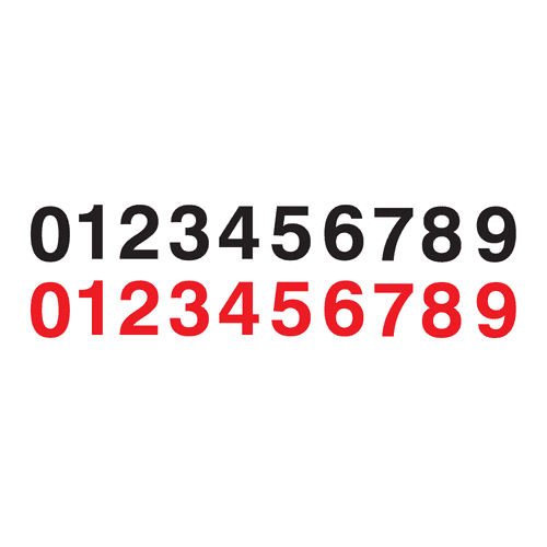 0-9 Number Vinyl Sticker Sets, Various Sizes & Colours