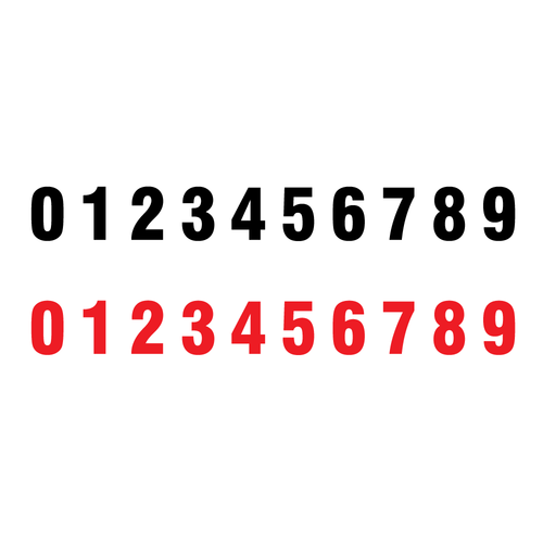 0-9 Individual Number Vinyl Stickers, Various Sizes & Colours
