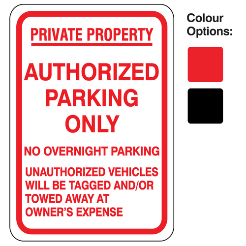 Authorized Parking/No Overnight Signs