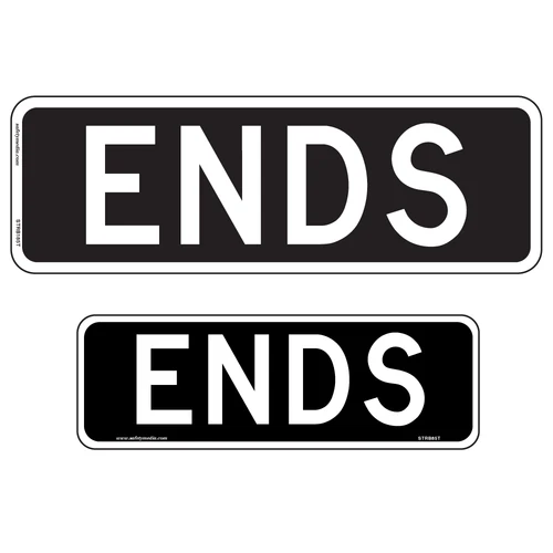 Regulatory Ends Tab Signs signify the end of a restricted lane zone.