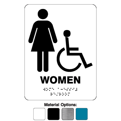 ADA Women's Wheelchair Accessible Restroom Plastic Signs