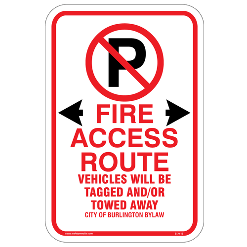 Fire Access Route Sign, Burlington Bylaw