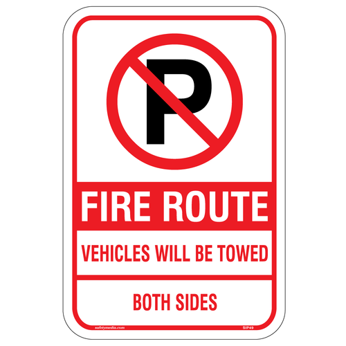 Fire Route No Parking Both Sides Alum Sign, FR7