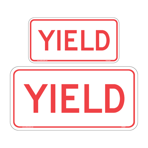 Regulatory Yield Tab Sign regulates right-of-way control.
