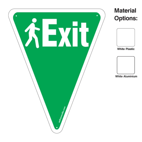 Pedestrian Exit Triangle Signs for clear exit routes in parking garages.