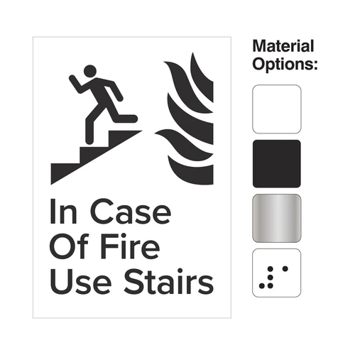 In Case Of Fire Use Stairs Signs – Fire Emergency Safety Signage Collection for accessible fire safety compliance.