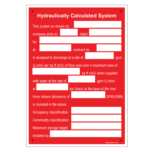 Hydraulically Calculated System Sign