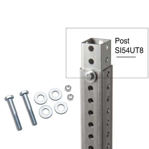 8 ft perforated square sign post with mounting hardware ((2) 2.5" bolts