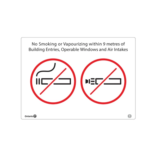 No smoking or vaping within 9 metres of building entries