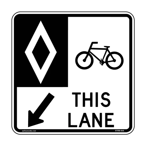 Rb-84A Reserved Bicycle Lane Sign with bicycle symbol and THIS LANE arrow