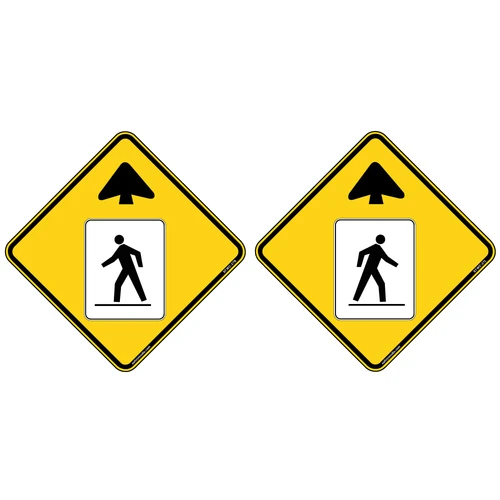 WC-27R and WC-27L pedestrian crossover ahead warning signs