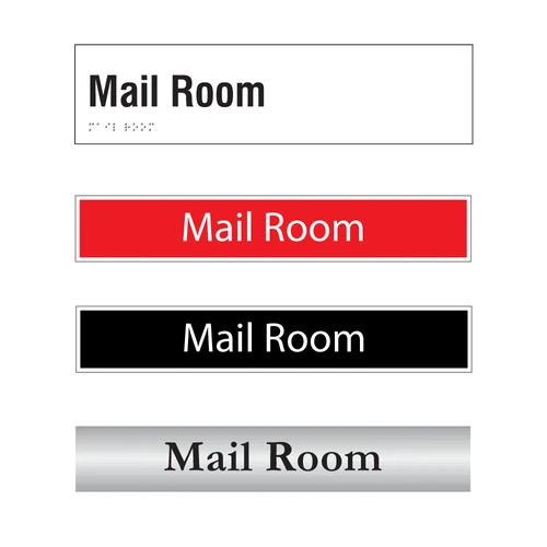 Mail Room door sign options in silver