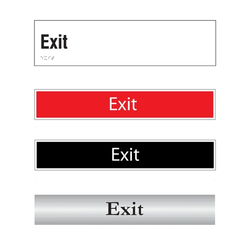 Exit room door sign options with raised Braille