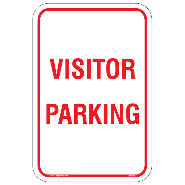 Visitor Parking White Aluminum Sign