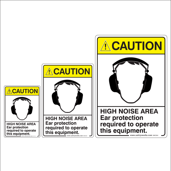 Noise Hazard, Ear Protection Required To Operate Equipment Caution Signs