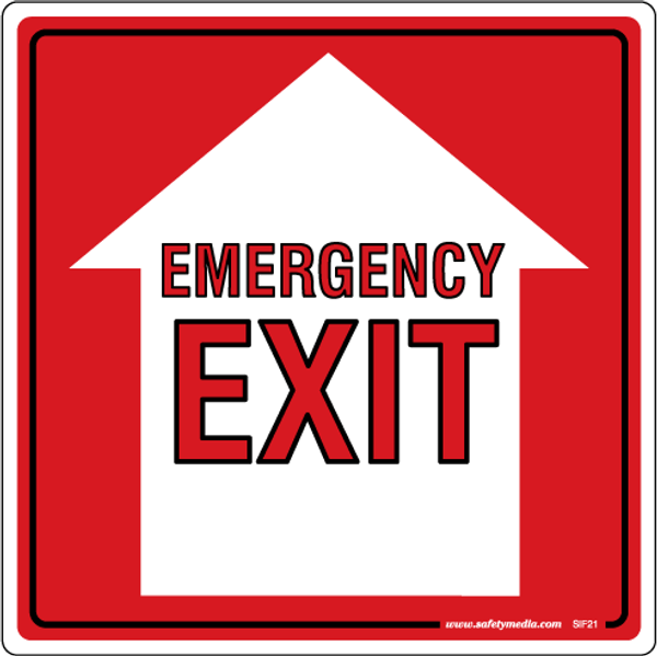 Emergency Exit (Ahead) Sticker, 11 x 11"